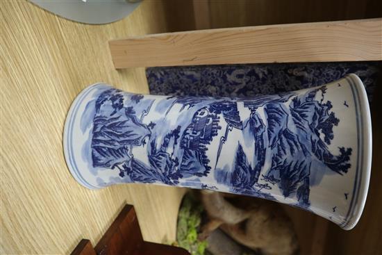 A Chinese blue and white vase, boxed, height 32cm